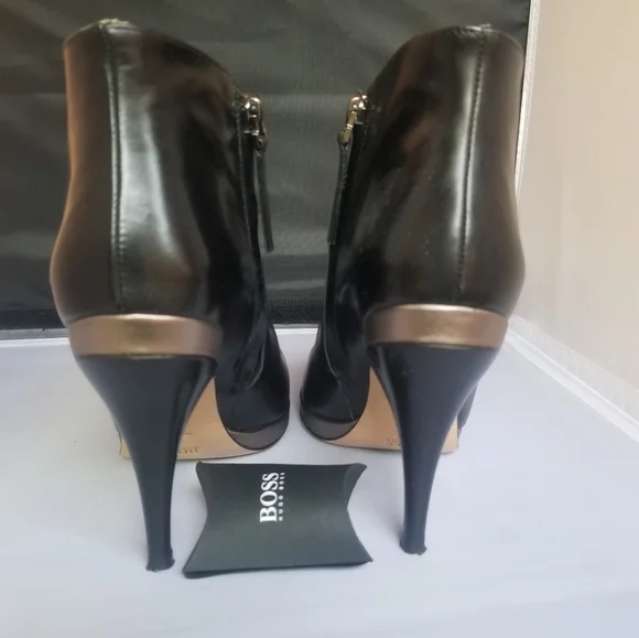 Boss black leather ankle boots - Picture 3 of 9